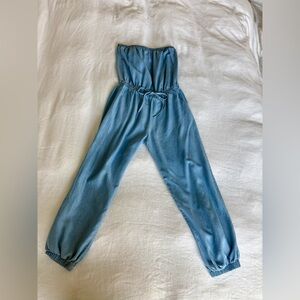 Elan Light Blue Strapless Lyocell Jumpsuit Medium